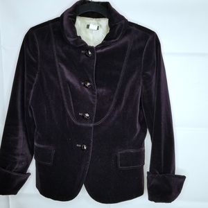 J CREW "Bella" Velvet Jacket Dark Purple Sz 6